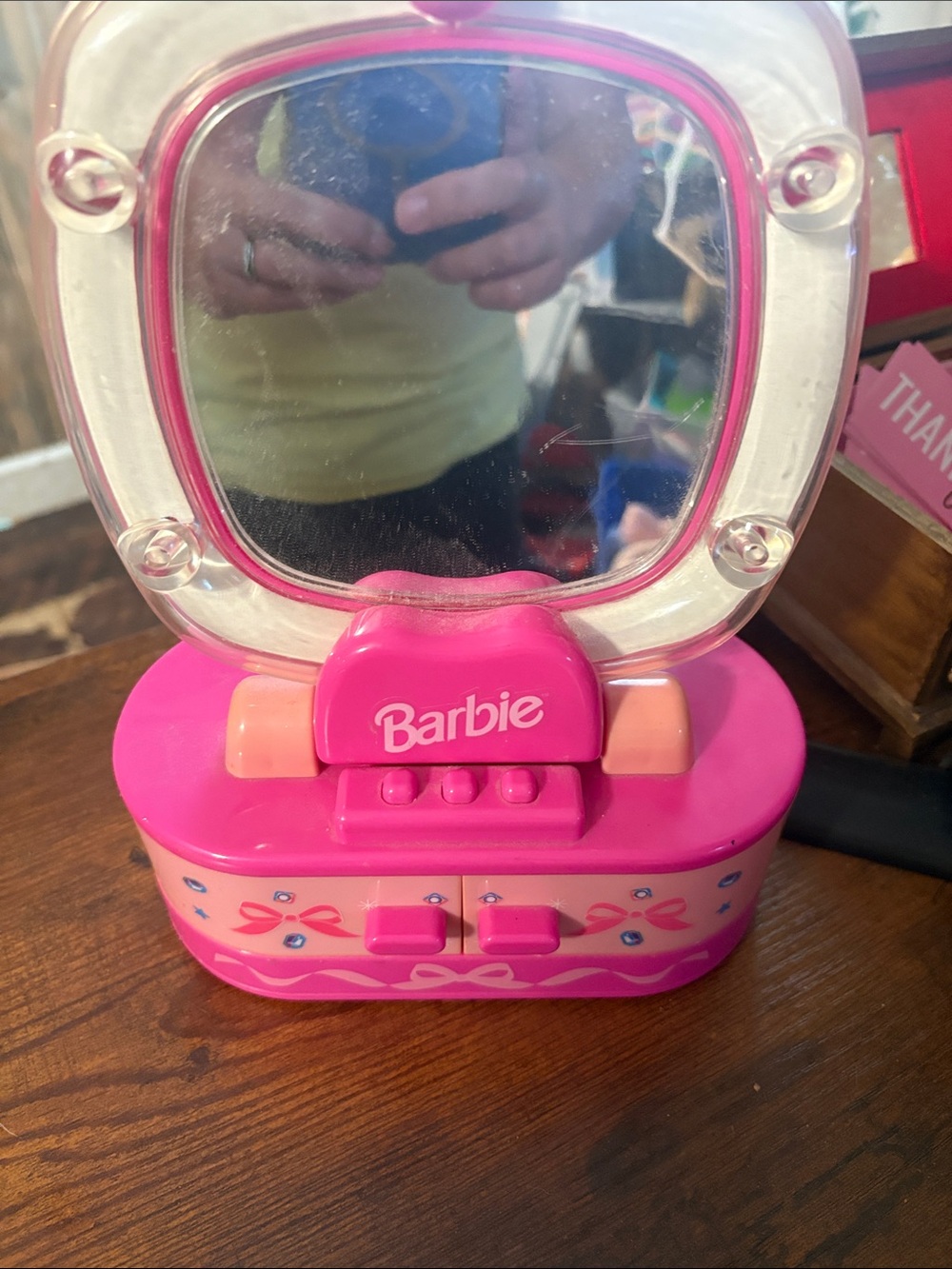 Barbie Bright Pink and Peach Toy Vanity Mirror